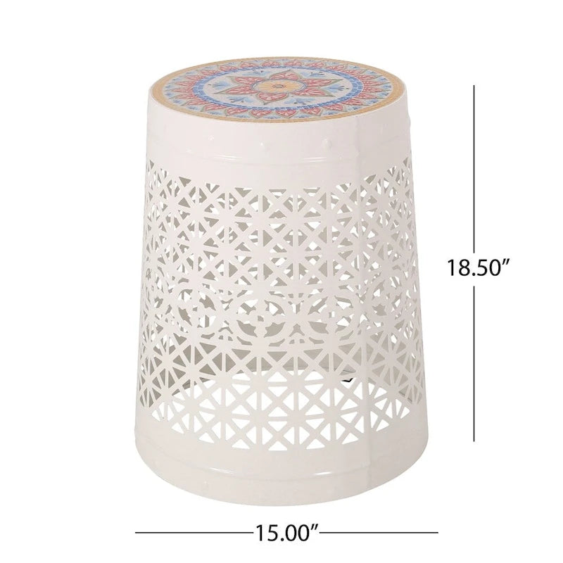 Lace Cut Metal Side Table