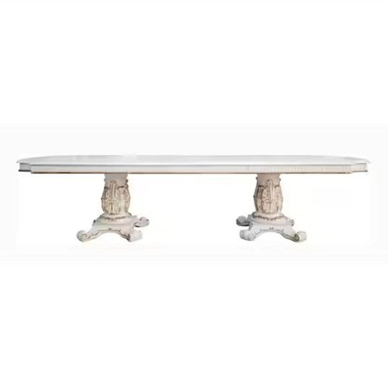 Dining Table, Double Pedestal, 84-120 Inch Antique Pearl White