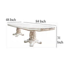 Dining Table, Double Pedestal, 84-120 Inch Antique Pearl White