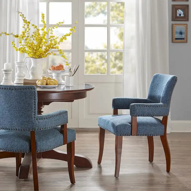 Arm Dining Chair 1 Piece, Silver Nailhead trim Dining Room Chairs