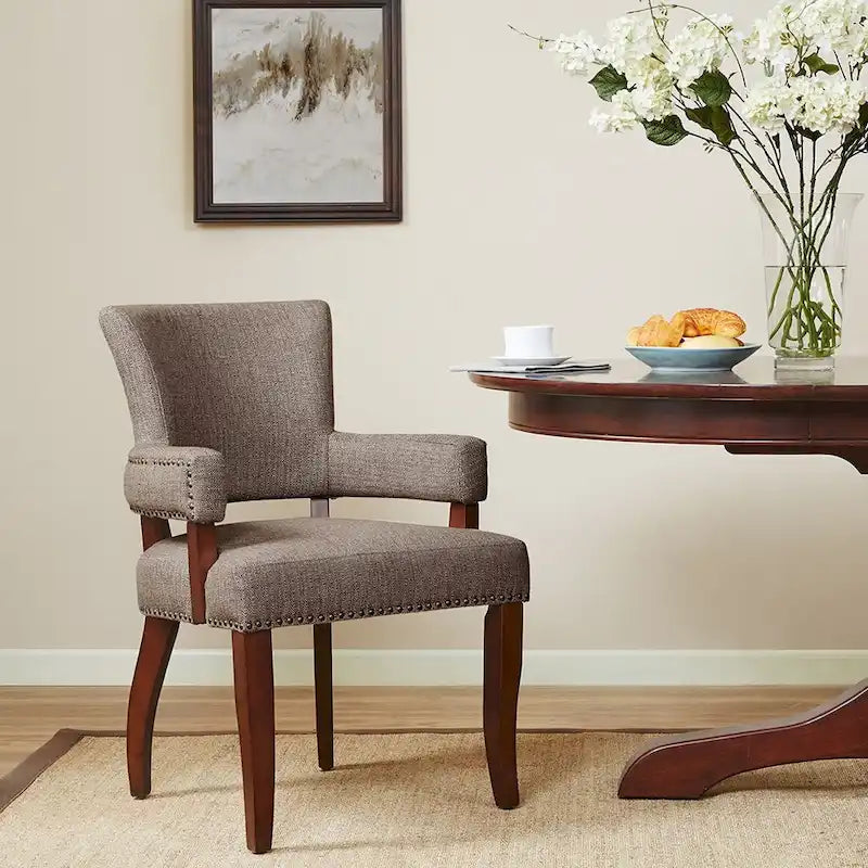 Arm Dining Chair 1 Piece, Silver Nailhead trim Dining Room Chairs