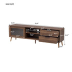 Modern TV Stand for 75+ TV, TV Console with 2 Glass Doors, Entertainment Center with 2 Drawers & Storage Cabinet