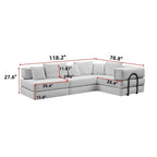 118.2 Oversized Upholstered Sectional Sofa, DIY Corduroy Sofa