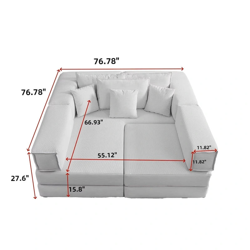 118.2 Oversized Upholstered Sectional Sofa, DIY Corduroy Sofa