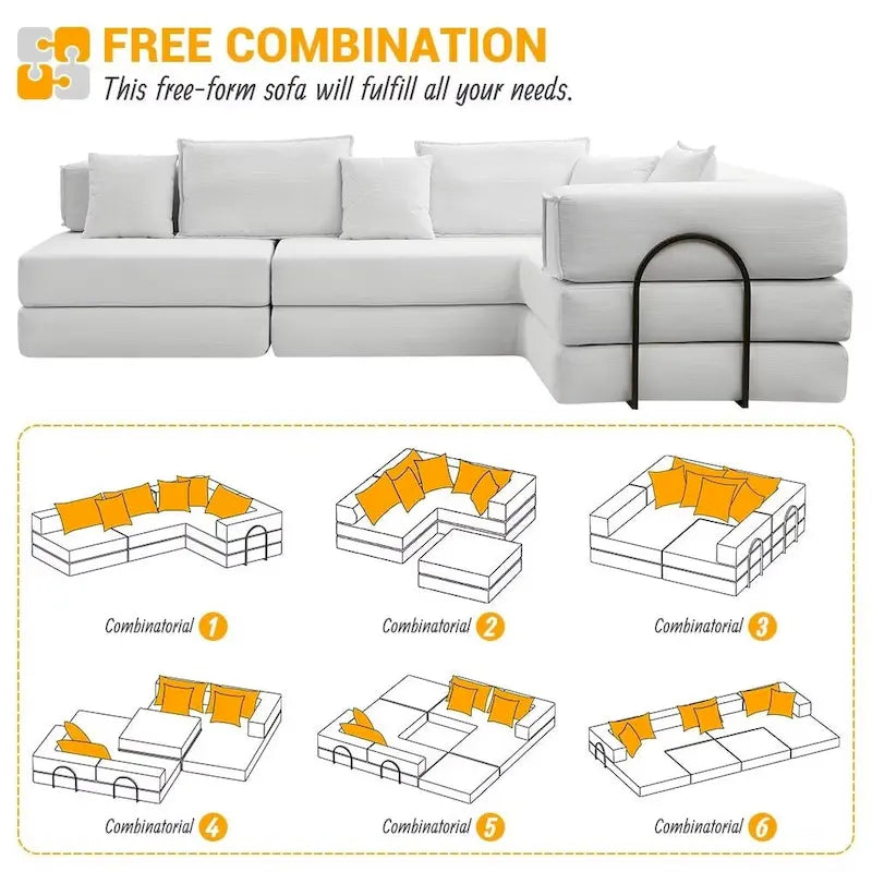 118.2 Oversized Upholstered Sectional Sofa, DIY Corduroy Sofa