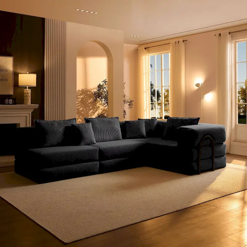 118.2 Oversized Upholstered Sectional Sofa, DIY Corduroy Sofa