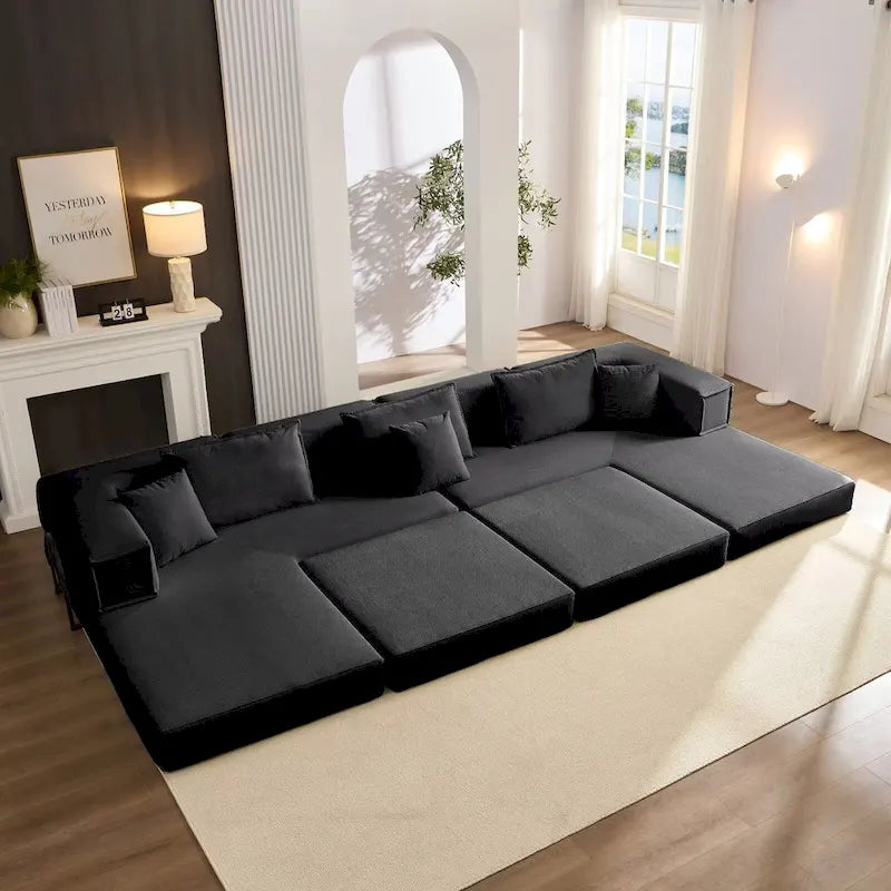 118.2 Oversized Upholstered Sectional Sofa, DIY Corduroy Sofa