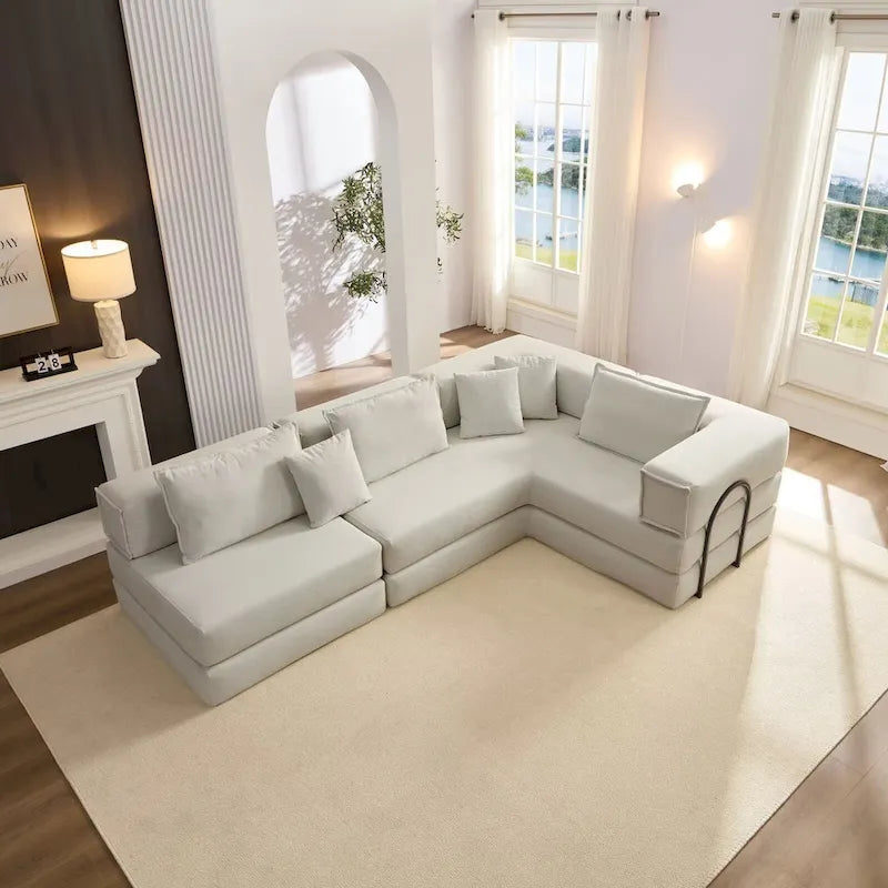 118.2 Oversized Upholstered Sectional Sofa, DIY Corduroy Sofa