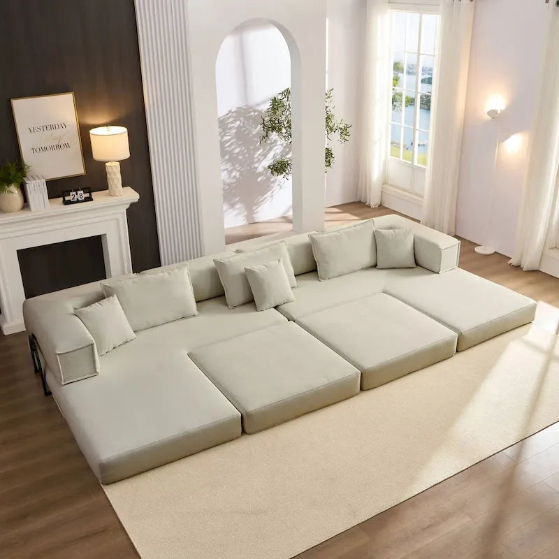 118.2 Oversized Upholstered Sectional Sofa, DIY Corduroy Sofa