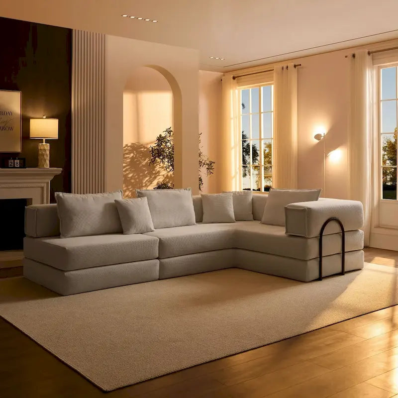 118.2 Oversized Upholstered Sectional Sofa, DIY Corduroy Sofa