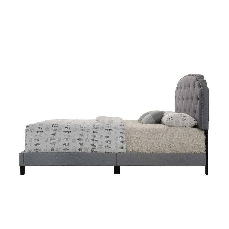 Queen Bed with Nailhead Trim Headboard