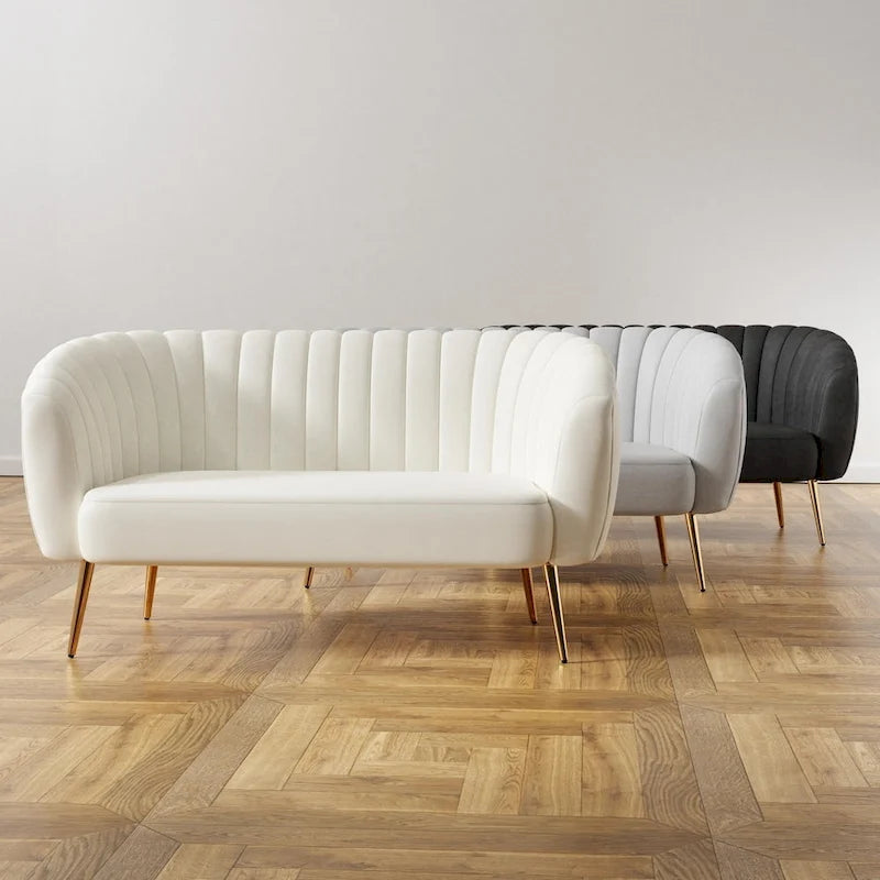 Albany Contemporary Velvet Microfiber Tufted Love Seat by 