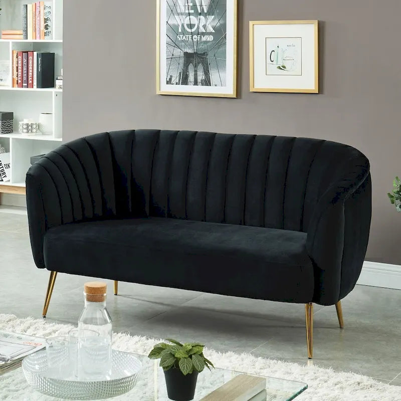 Contemporary Velvet Microfiber Tufted Love Seat