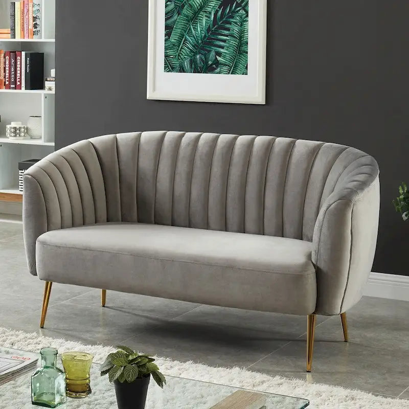 Contemporary Velvet Microfiber Tufted Love Seat