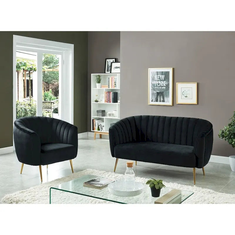 Contemporary Velvet Microfiber Tufted Love Seat