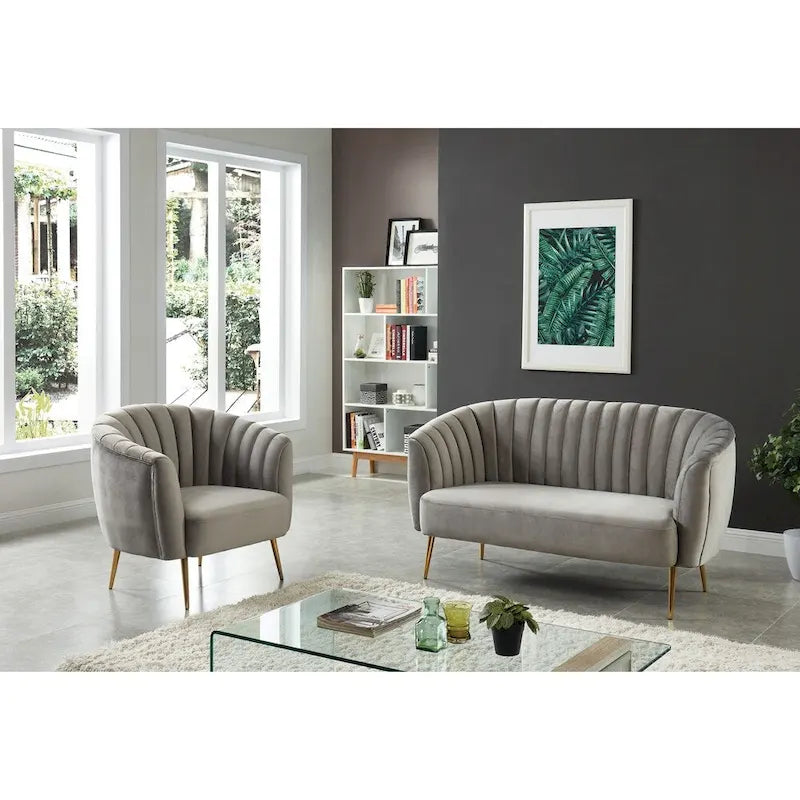 Contemporary Velvet Microfiber Tufted Love Seat