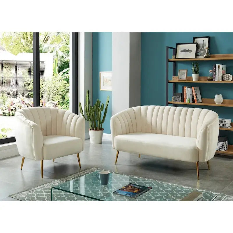 Contemporary Velvet Microfiber Tufted Love Seat