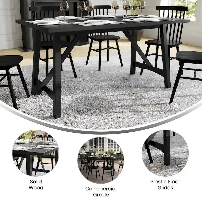 Solid Wood Commercial Grade Trestle Base Dining Table