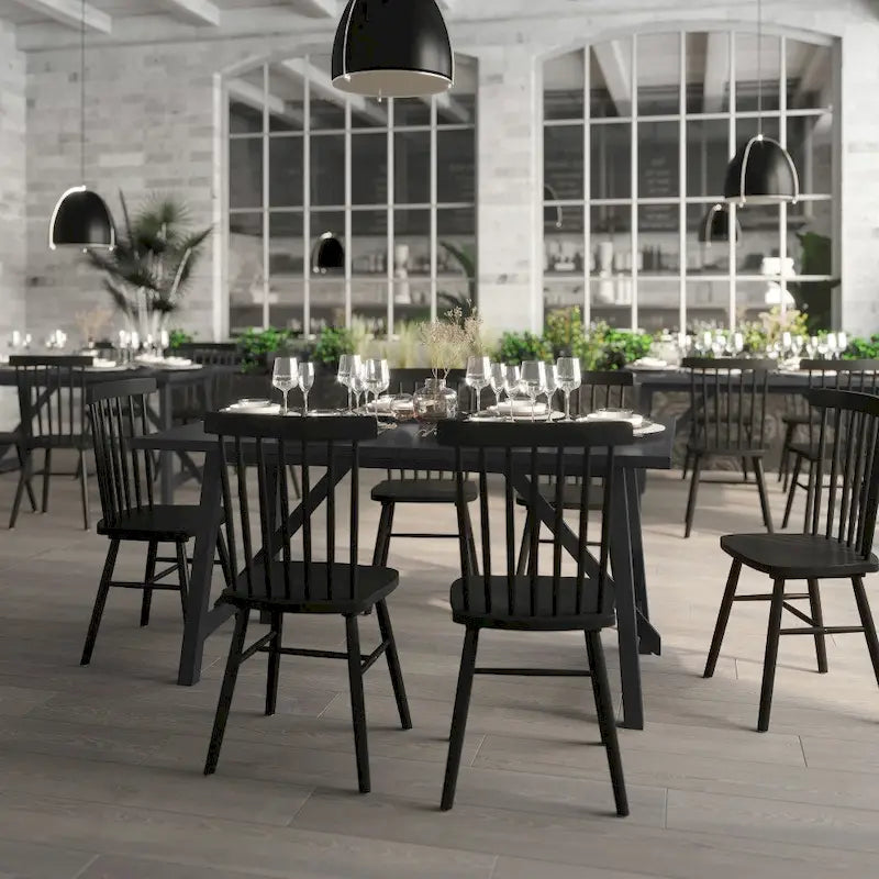 Solid Wood Commercial Grade Trestle Base Dining Table