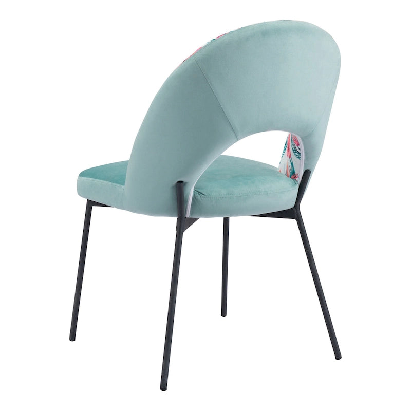 Dining Chair (Set of 2) Multicolor Print & Green - 54 x 84