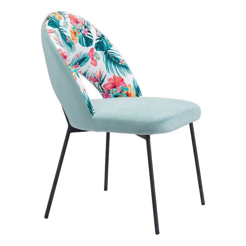 Dining Chair (Set of 2) Multicolor Print & Green - 54 x 84