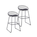 Iron Wire Bar Stools with PU Leather Seat Pad, Set of 2