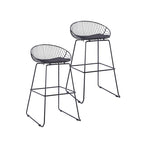 Iron Wire Bar Stools with PU Leather Seat Pad, Set of 2