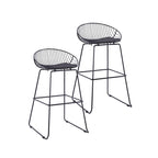 Iron Wire Bar Stools with PU Leather Seat Pad, Set of 2