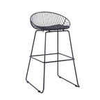Iron Wire Bar Stools with PU Leather Seat Pad, Set of 2