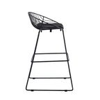 Iron Wire Bar Stools with PU Leather Seat Pad, Set of 2