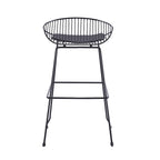 Iron Wire Bar Stools with PU Leather Seat Pad, Set of 2
