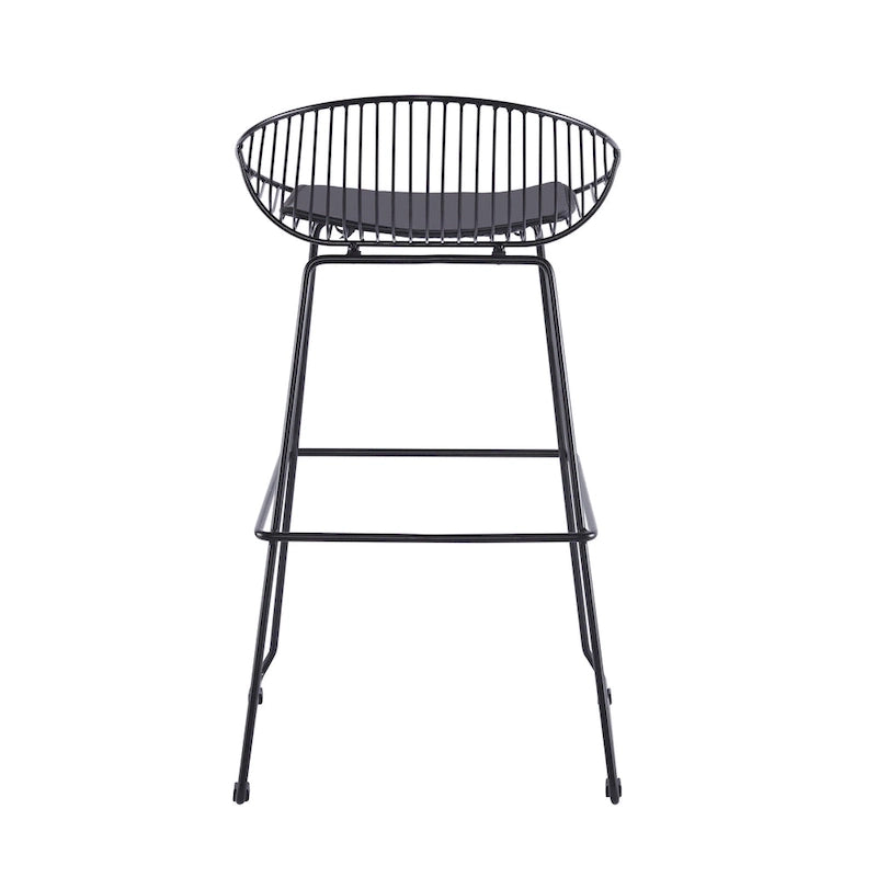 Iron Wire Bar Stools with PU Leather Seat Pad, Set of 2