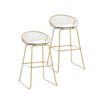 Iron Wire Bar Stools with PU Leather Seat Pad, Set of 2