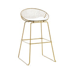 Iron Wire Bar Stools with PU Leather Seat Pad, Set of 2