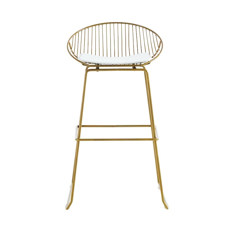 Iron Wire Bar Stools with PU Leather Seat Pad, Set of 2