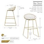 Iron Wire Bar Stools with PU Leather Seat Pad, Set of 2