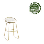 Iron Wire Bar Stools with PU Leather Seat Pad, Set of 2