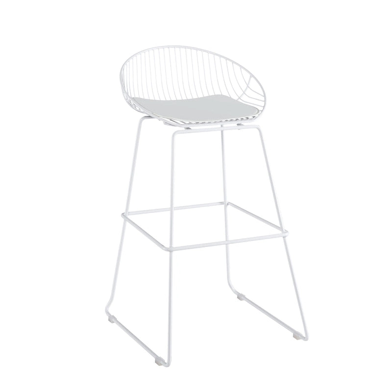 Iron Wire Bar Stools with PU Leather Seat Pad, Set of 2