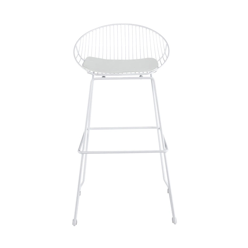 Iron Wire Bar Stools with PU Leather Seat Pad, Set of 2