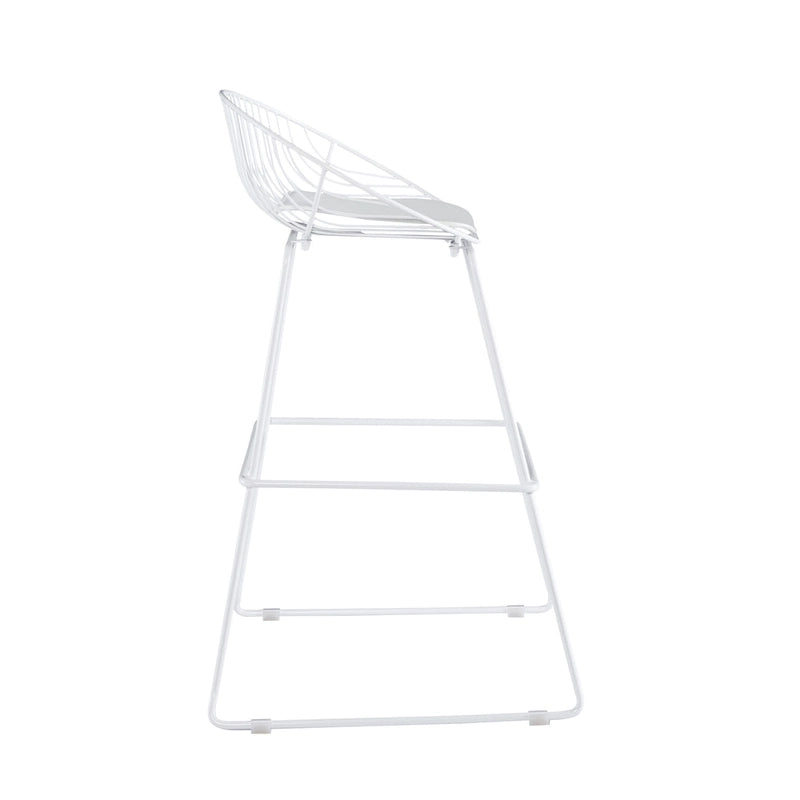Iron Wire Bar Stools with PU Leather Seat Pad, Set of 2