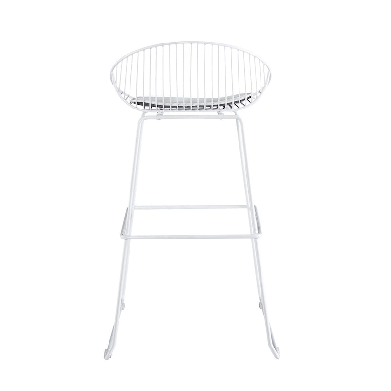 Iron Wire Bar Stools with PU Leather Seat Pad, Set of 2