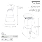 Iron Wire Bar Stools with PU Leather Seat Pad, Set of 2