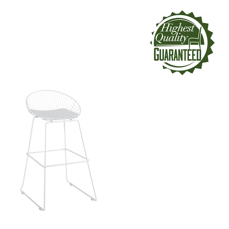 Iron Wire Bar Stools with PU Leather Seat Pad, Set of 2