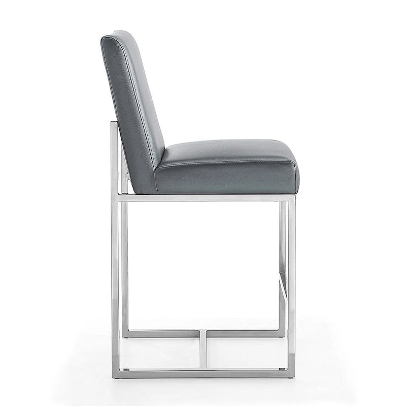 37.2 in. Chrome Stainless Steel Counter Height Bar Stool