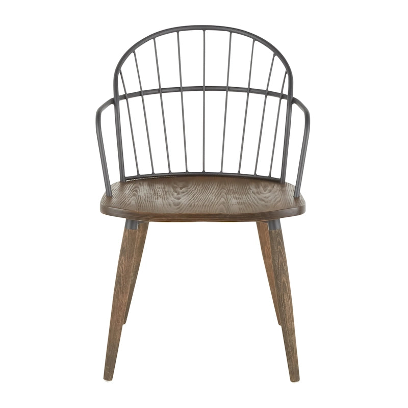 Ellul Industrial Chair in Dark Walnut Wood and Black Metal
