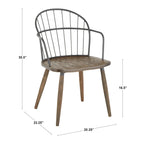 Ellul Industrial Chair in Dark Walnut Wood and Black Metal