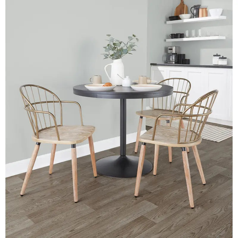 Ellul Industrial Chair in Dark Walnut Wood and Black Metal