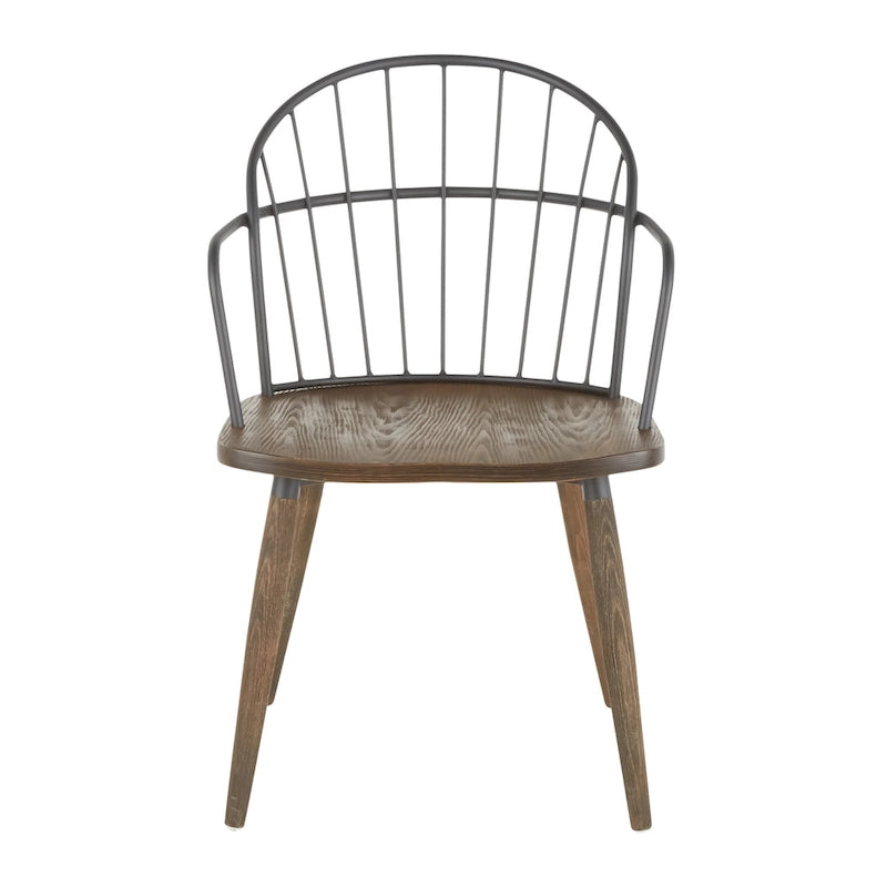 Ellul Industrial Chair in Dark Walnut Wood and Black Metal