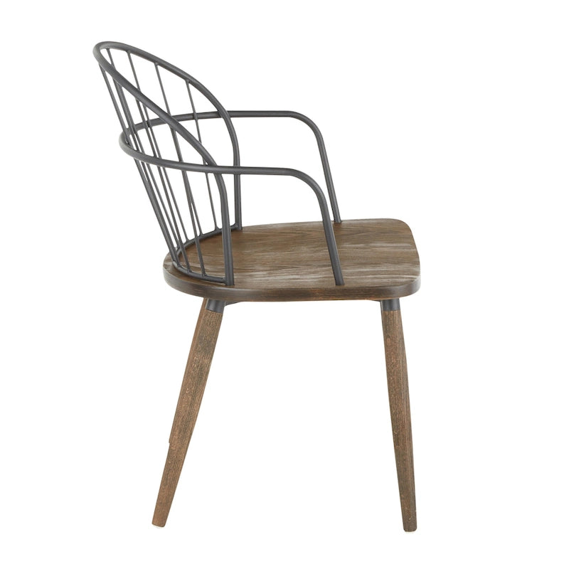 Ellul Industrial Chair in Dark Walnut Wood and Black Metal