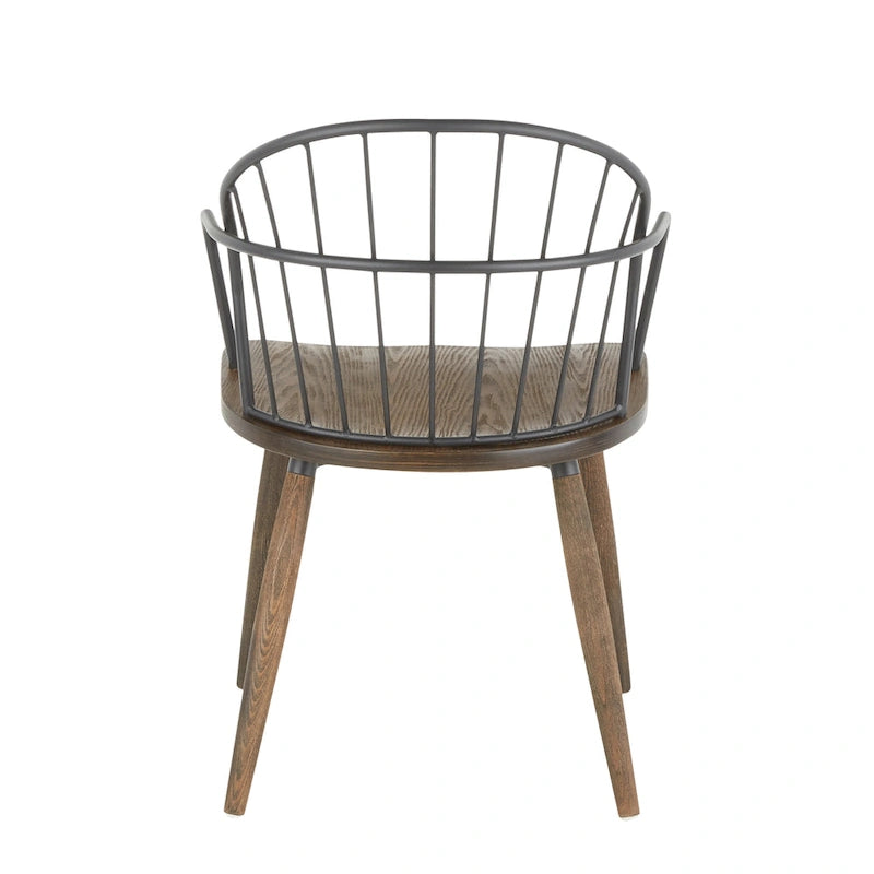 Ellul Industrial Chair in Dark Walnut Wood and Black Metal